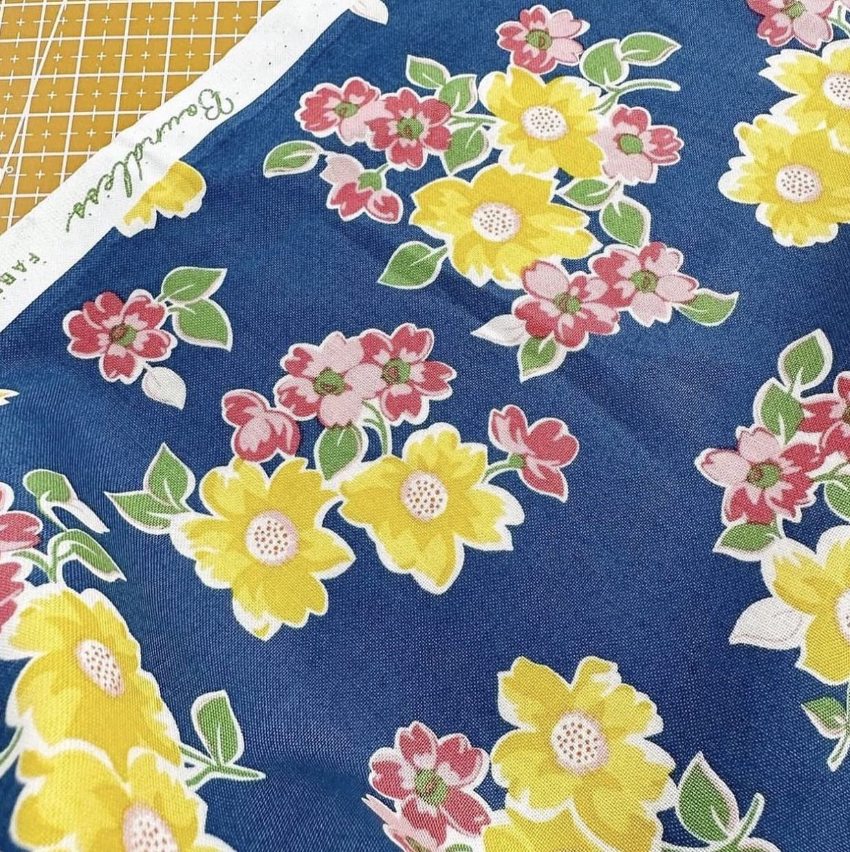 Blue Bouquet Print Woven Cotton Fabric