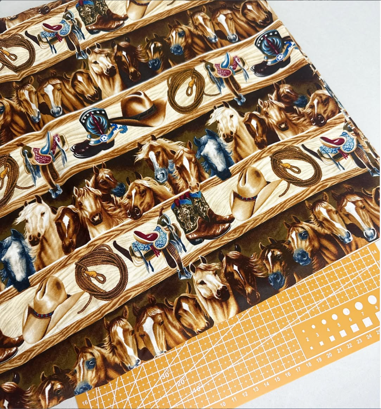 Horses Print Woven Fabric