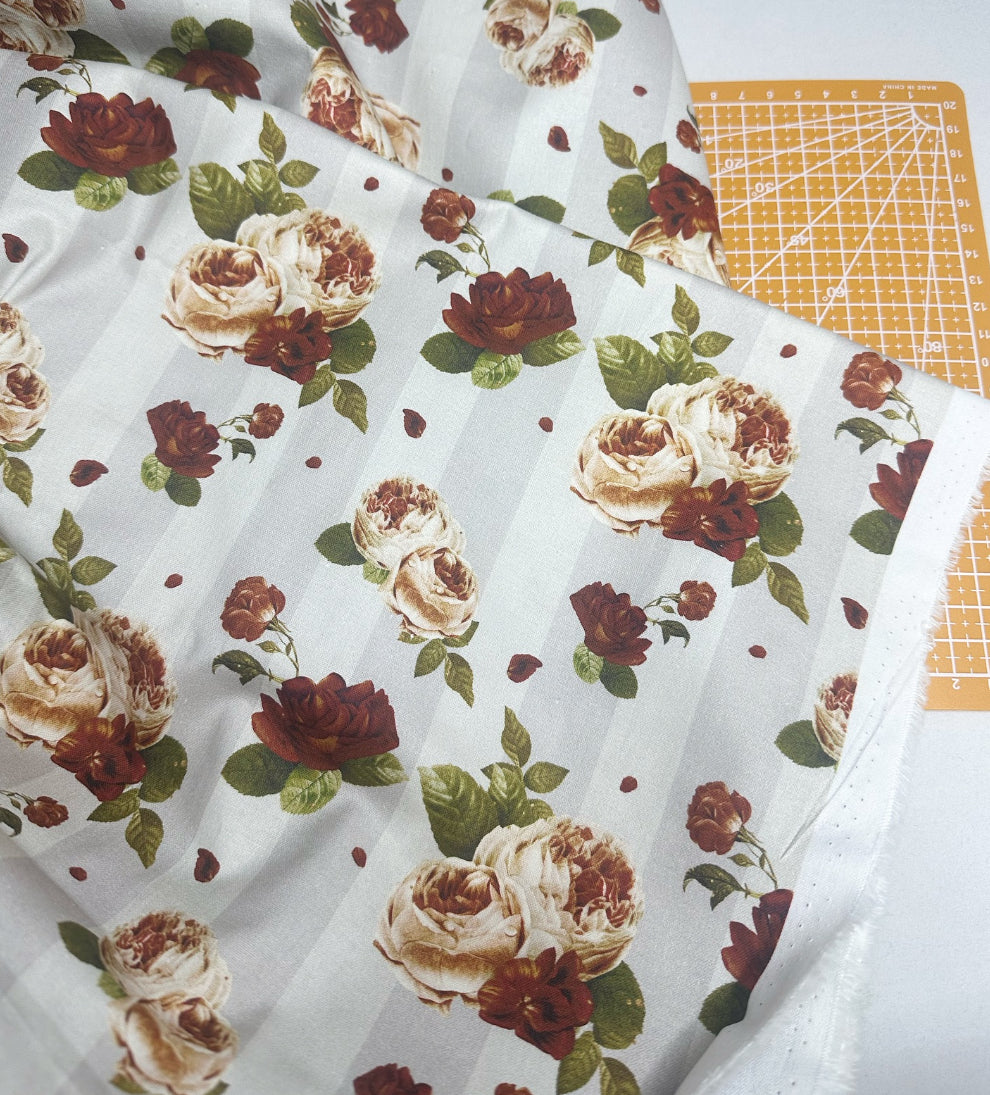 Vintage Roses Print Woven Fabric
