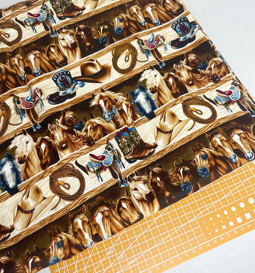 Horses Print Woven Fabric
