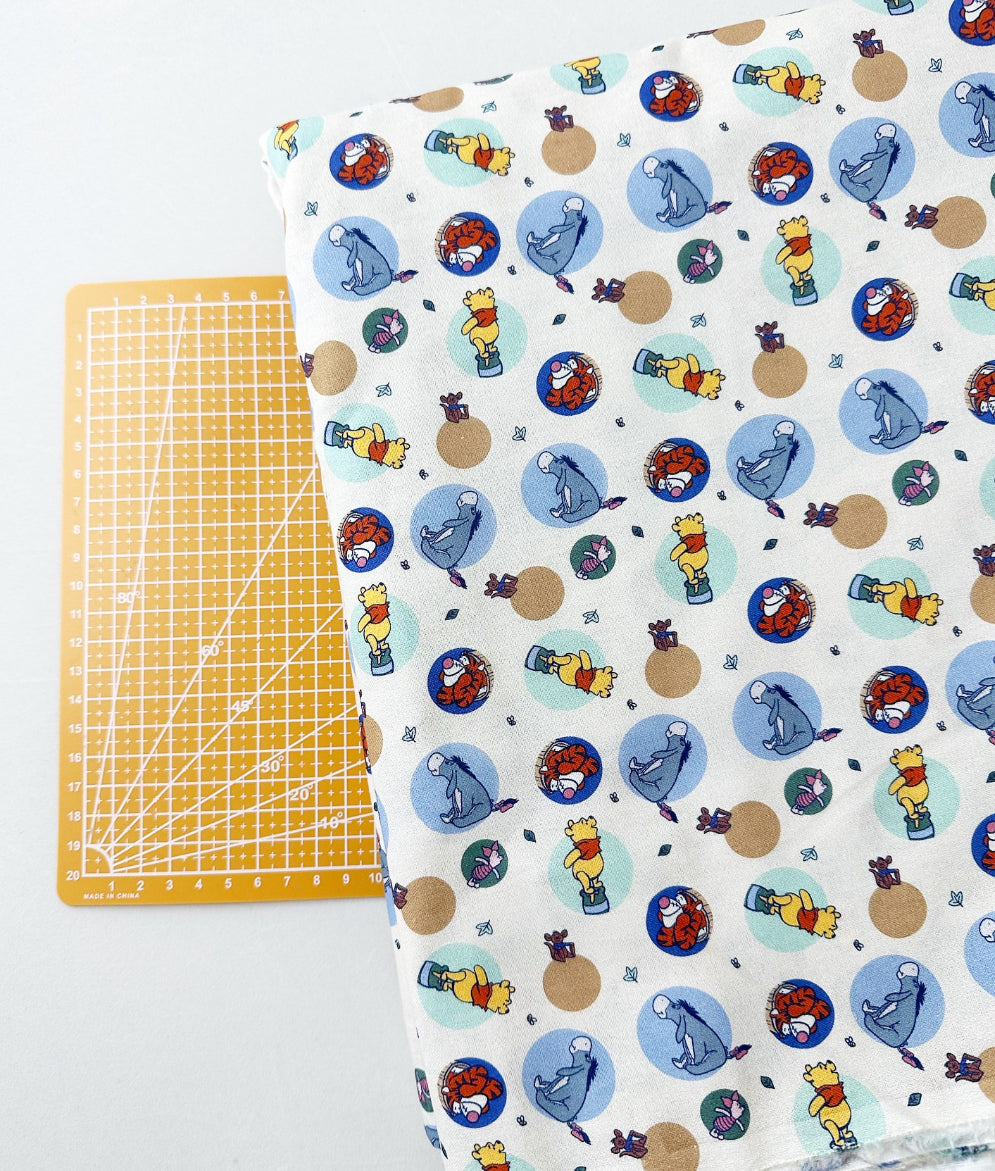 Polk dot Pooh Print Woven Fabric