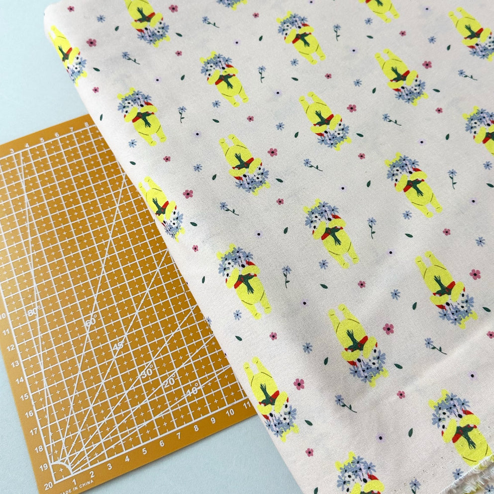 Pooh and Flowers Print Woven Fabric
