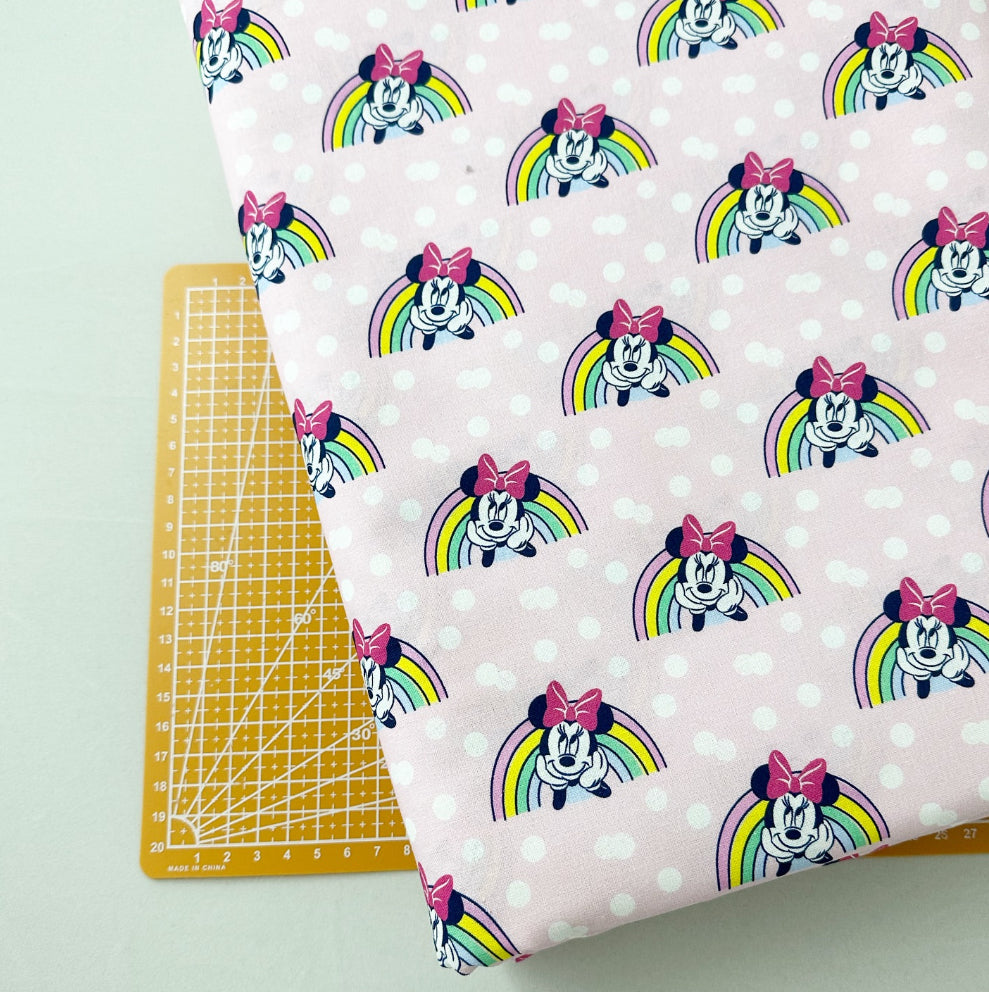 Rainbow Minnie Print Woven Fabric