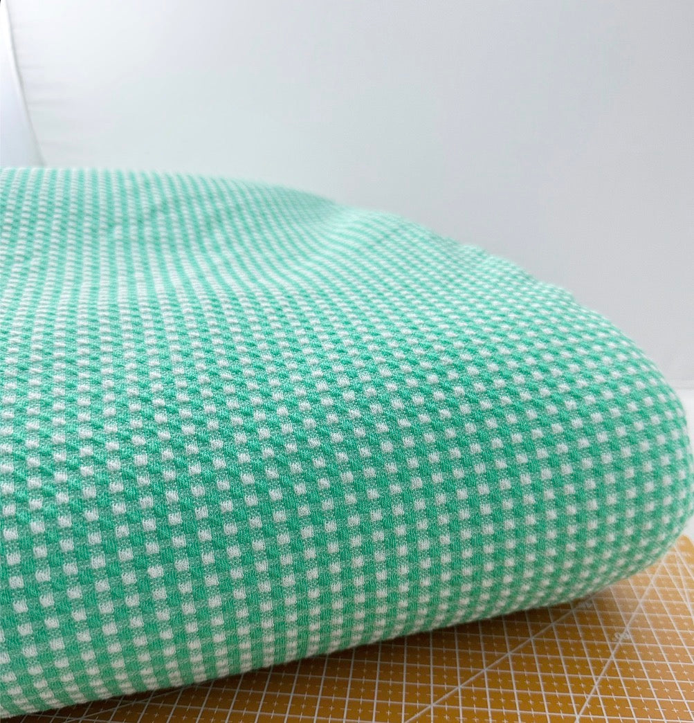 Green Gingham Jacquard Cotton Stretch