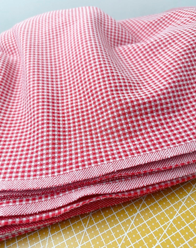 Pink Gingham Jacquard Cotton Stretch
