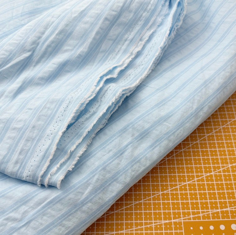 Baby Blue Stripes Soft Cotton Blend Woven Fabric