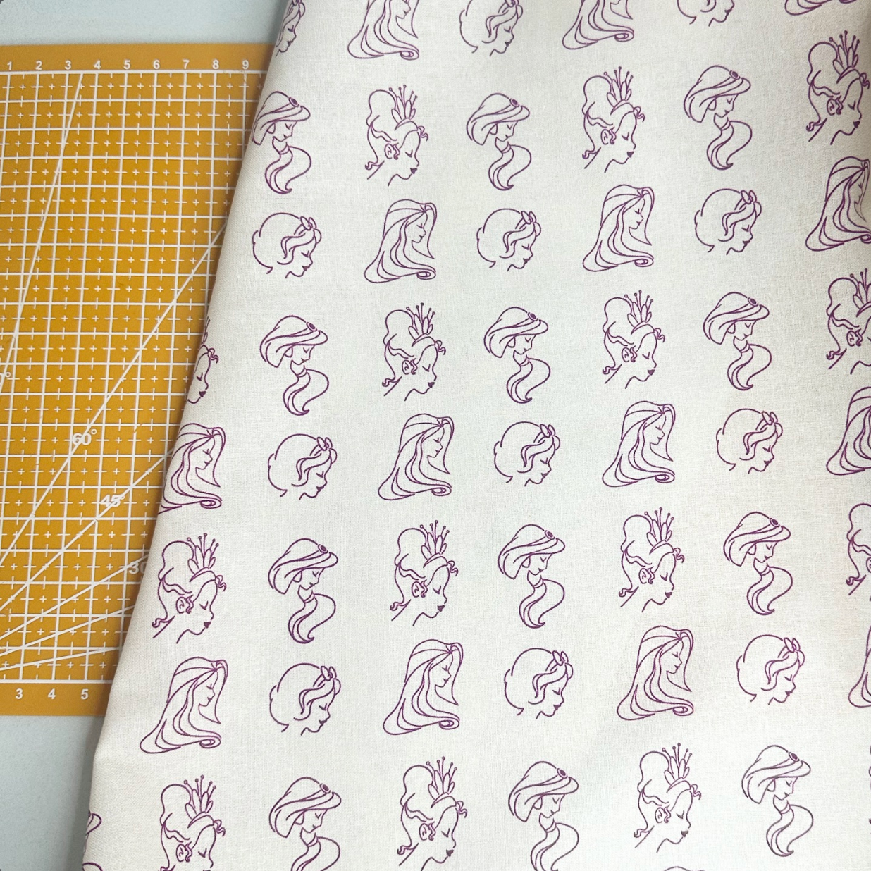 Line art Disney Princesses Print Woven Fabric