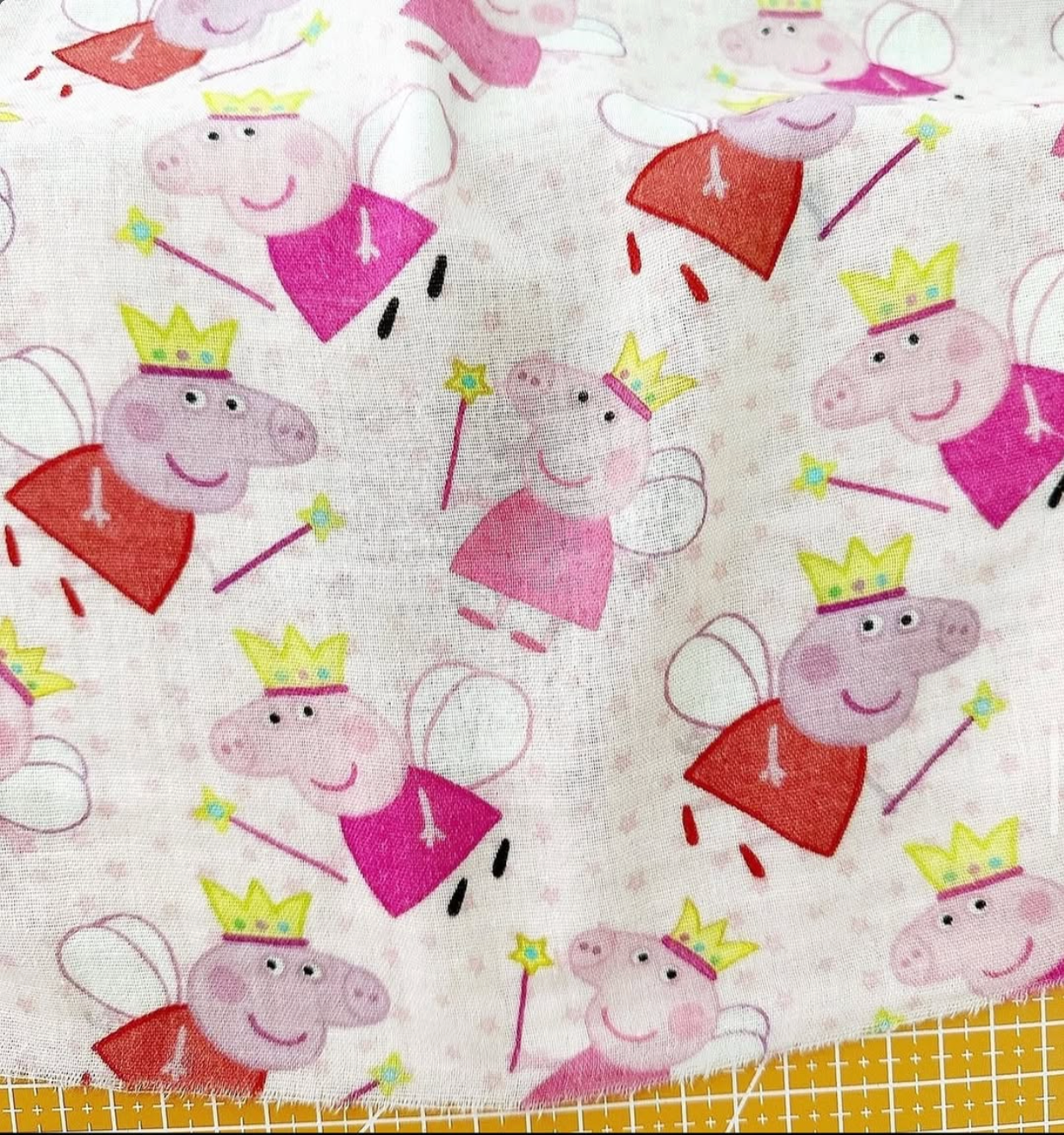 Peppa Fairy Print Muslin Woven Fabric