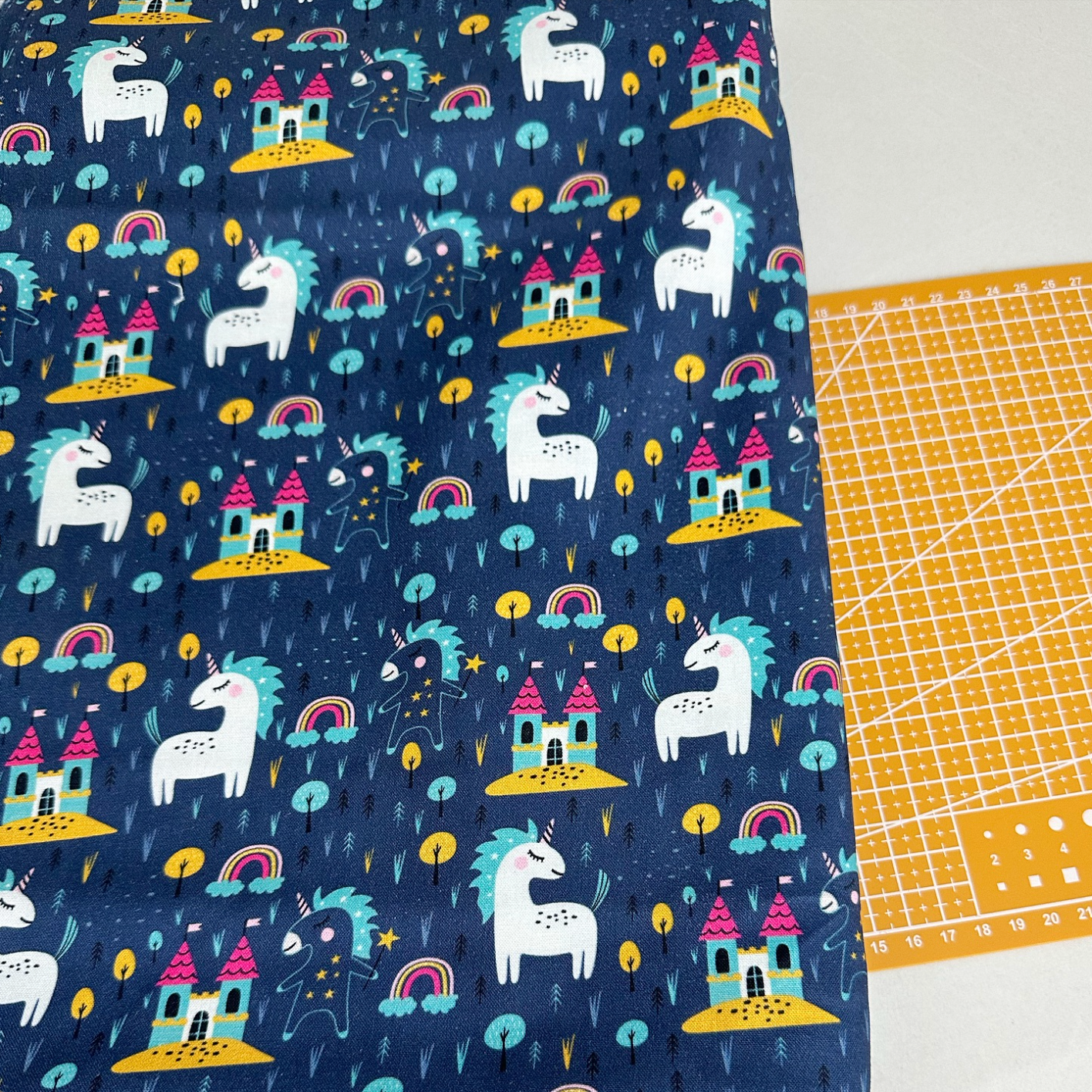 Unicorn Castle Print Woven Cotton Fabric